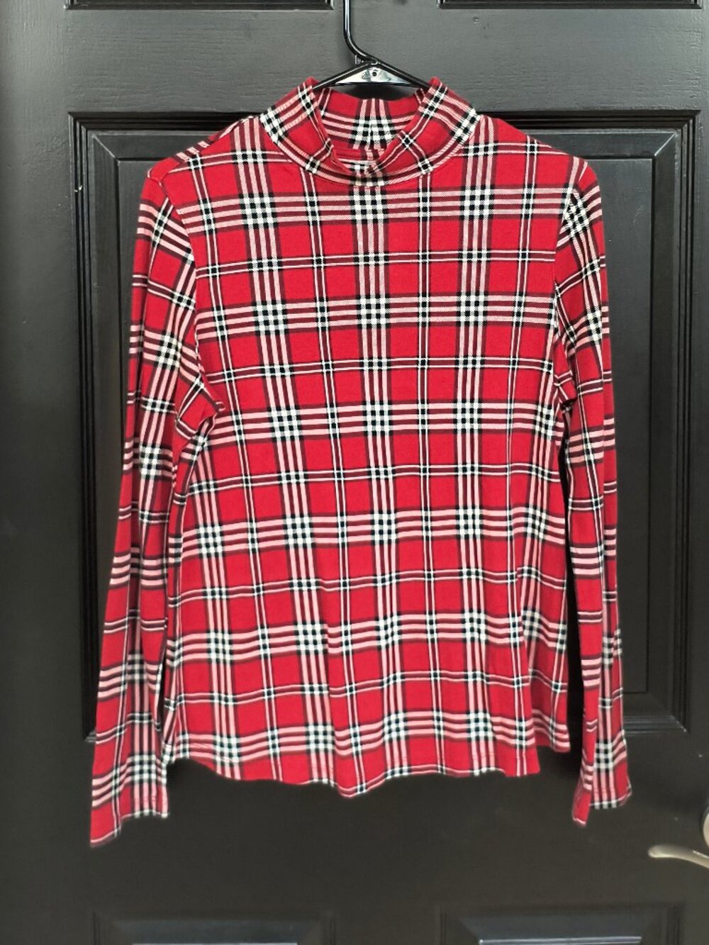 Red Cotton Plaid Sweater - Westbound (M)